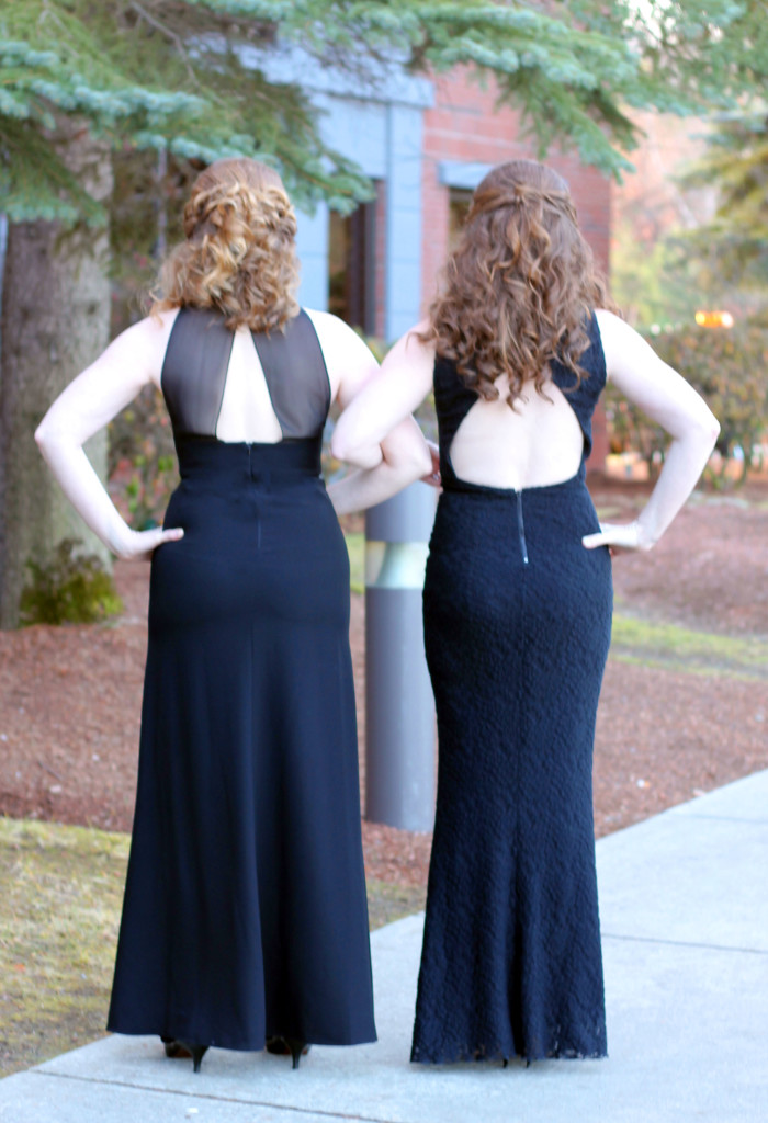 Black open back long dress