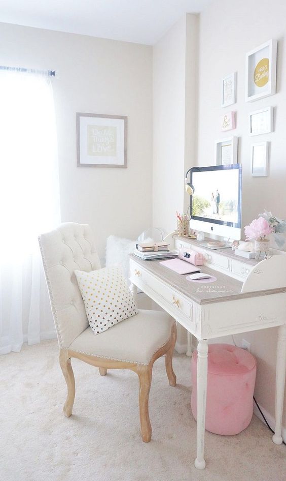 white desk, home office