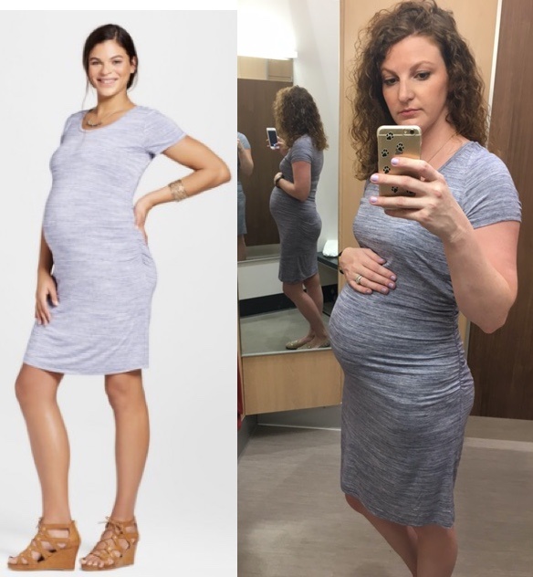 gray short sleeve maternity dress