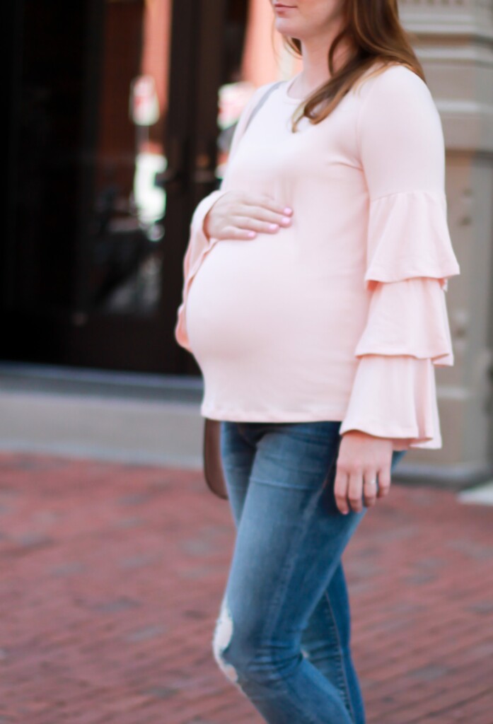 ruffle sleeve statement top that fits maternity