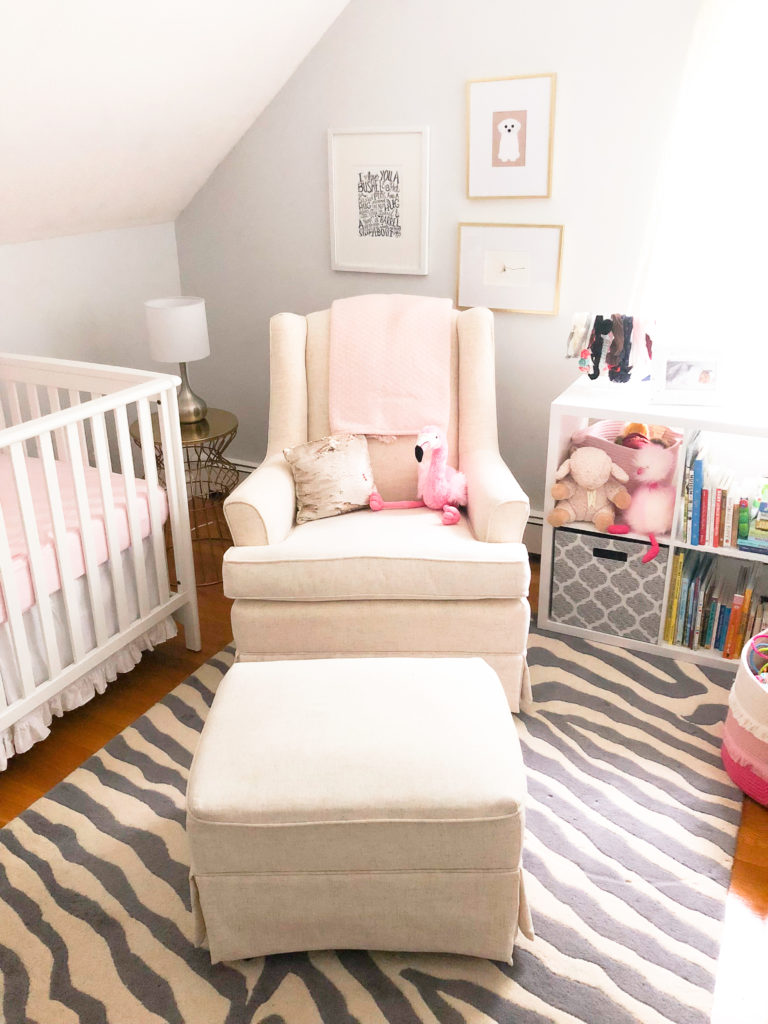 pink and gray baby room