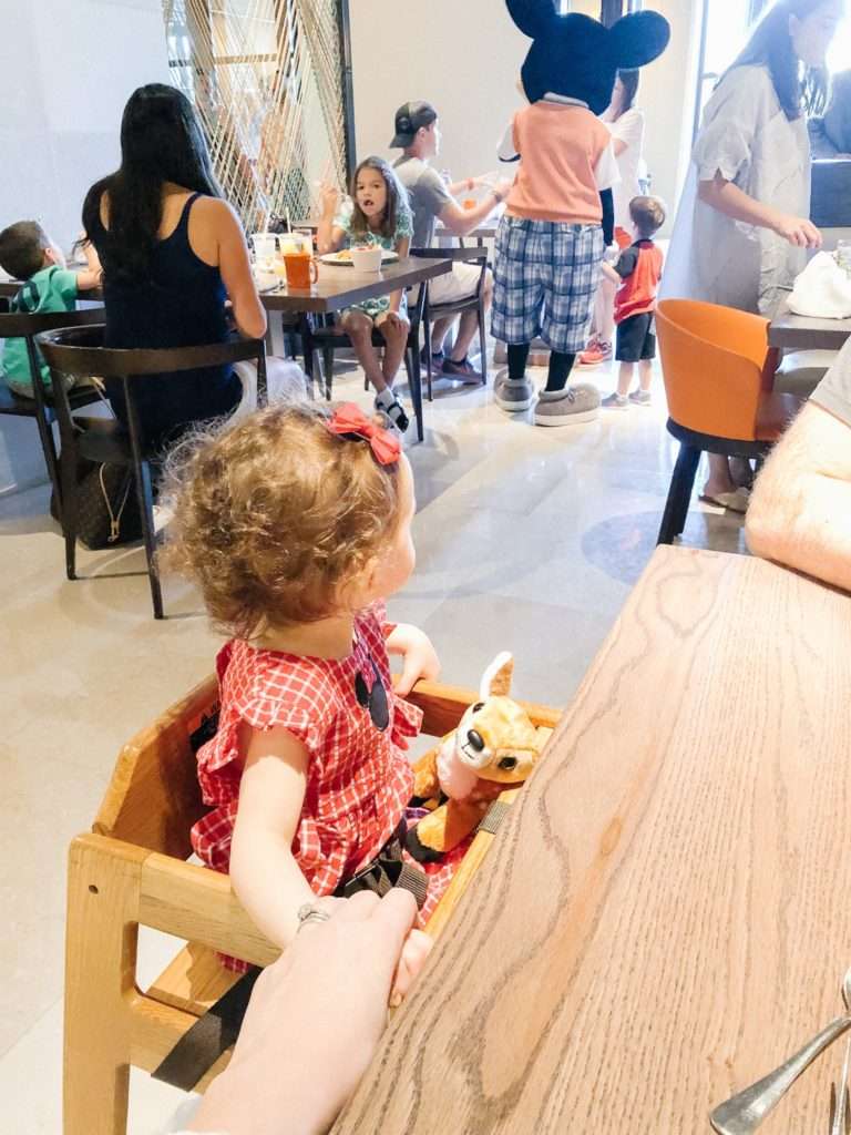 Character breakfast at Ravello Four Seasons Orlando with Mickey, Minnie, and Goofy